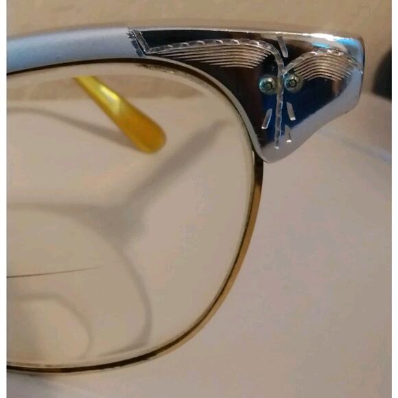 Vintage Cat Eye 12K GF & Silver US Optical 5 3/4 Alum 46 Retro Glasses Frames - Picture 8 of 16